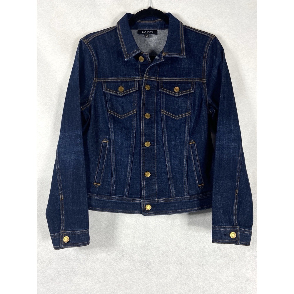 Talbots Denim Jacket Women's Medium Blue Trucker Long Sleeve Cotton EUC